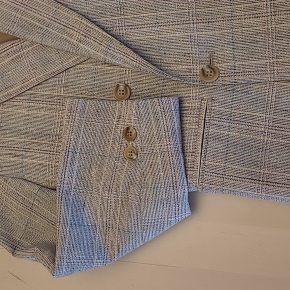 NWOT VTG Giovanni Bellini Grey Mutli Colored Plaid Wool 3/4 Sleeved Blazer - Picture 3 of 12